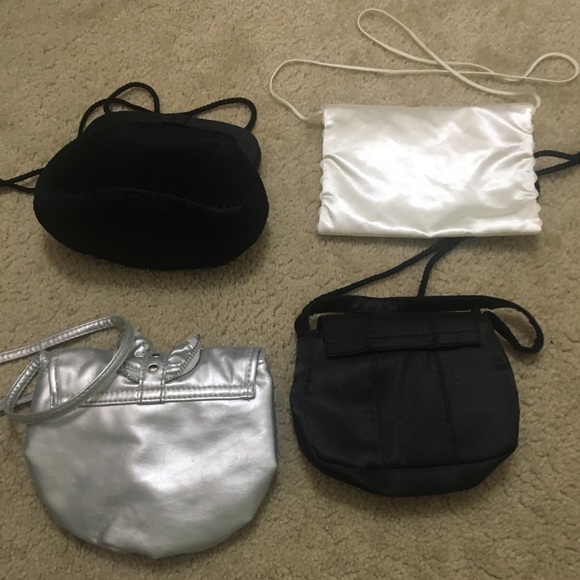 Lot of 4 Clutch Purses Shoulder Strap Crossbody Clam Shell Clasp Closure Black - Picture 2 of 8